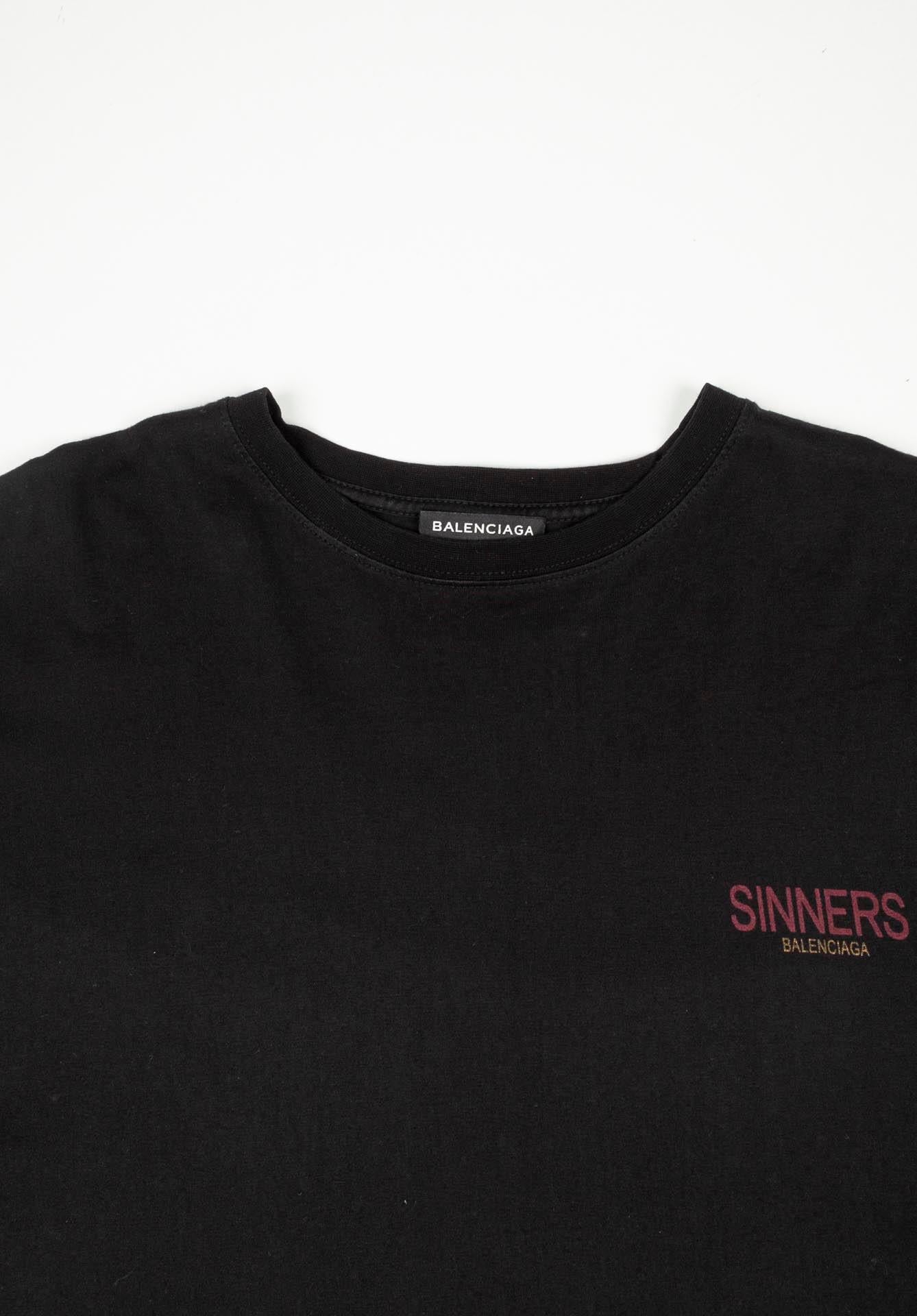 Black Balenciaga crew neck Sinners oversized Men T Shirt Size S (M/L) For Sale
