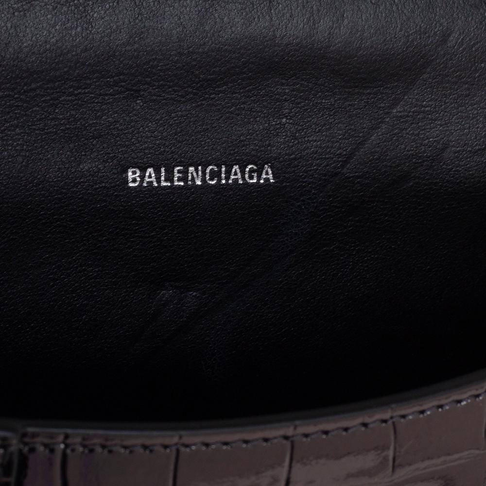 Balenciaga Croc Embossed Mirrored Leather Small Hourglass Top Handle Bag 2