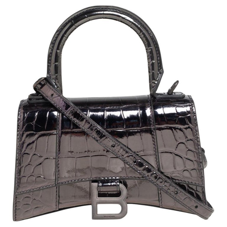 Balenciaga Croc Embossed Mirrored Leather Small Hourglass Top Handle Bag at  1stDibs