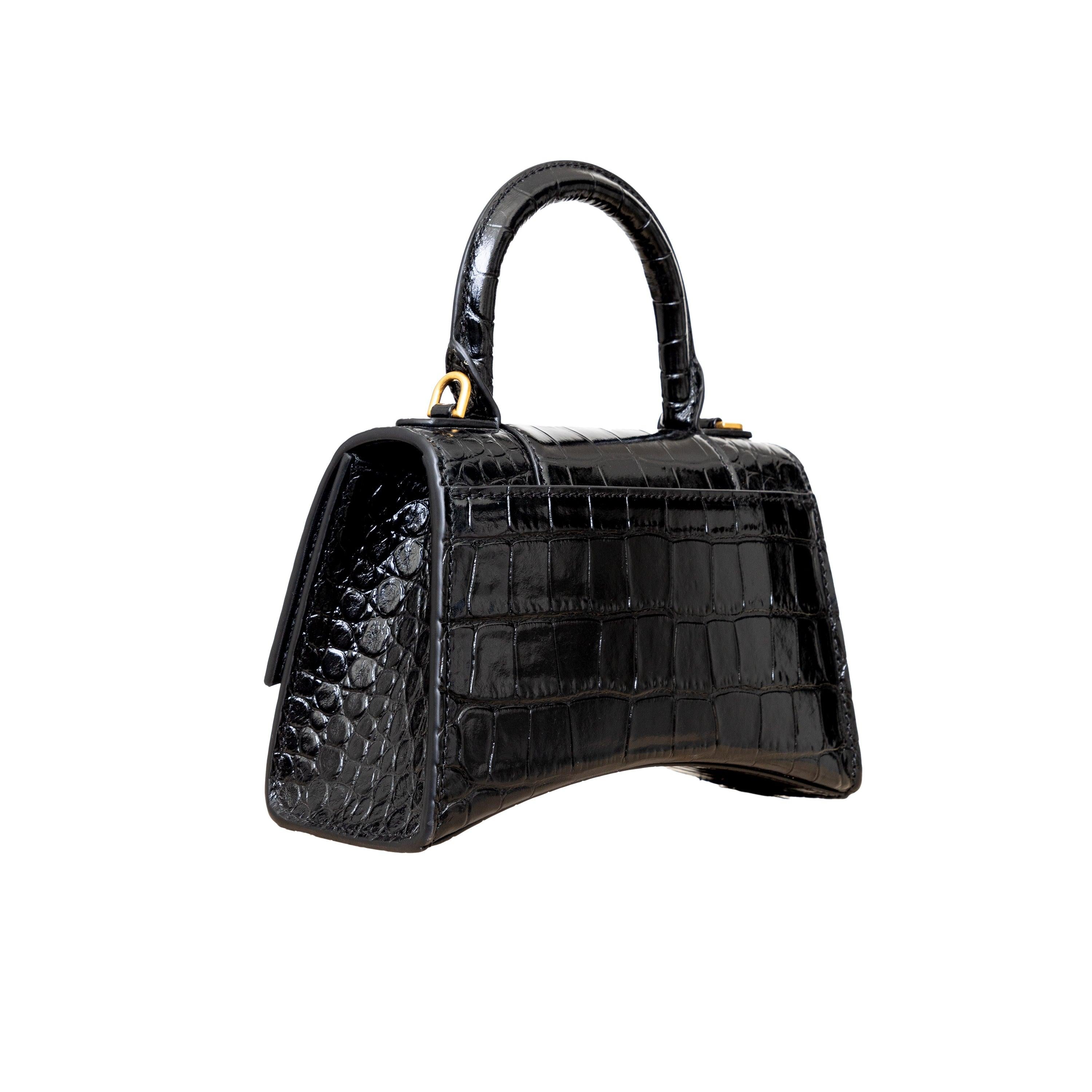 Balenciaga Crocodile Embossed Hourglass XS Bag - '20s In Excellent Condition For Sale In Milano, IT