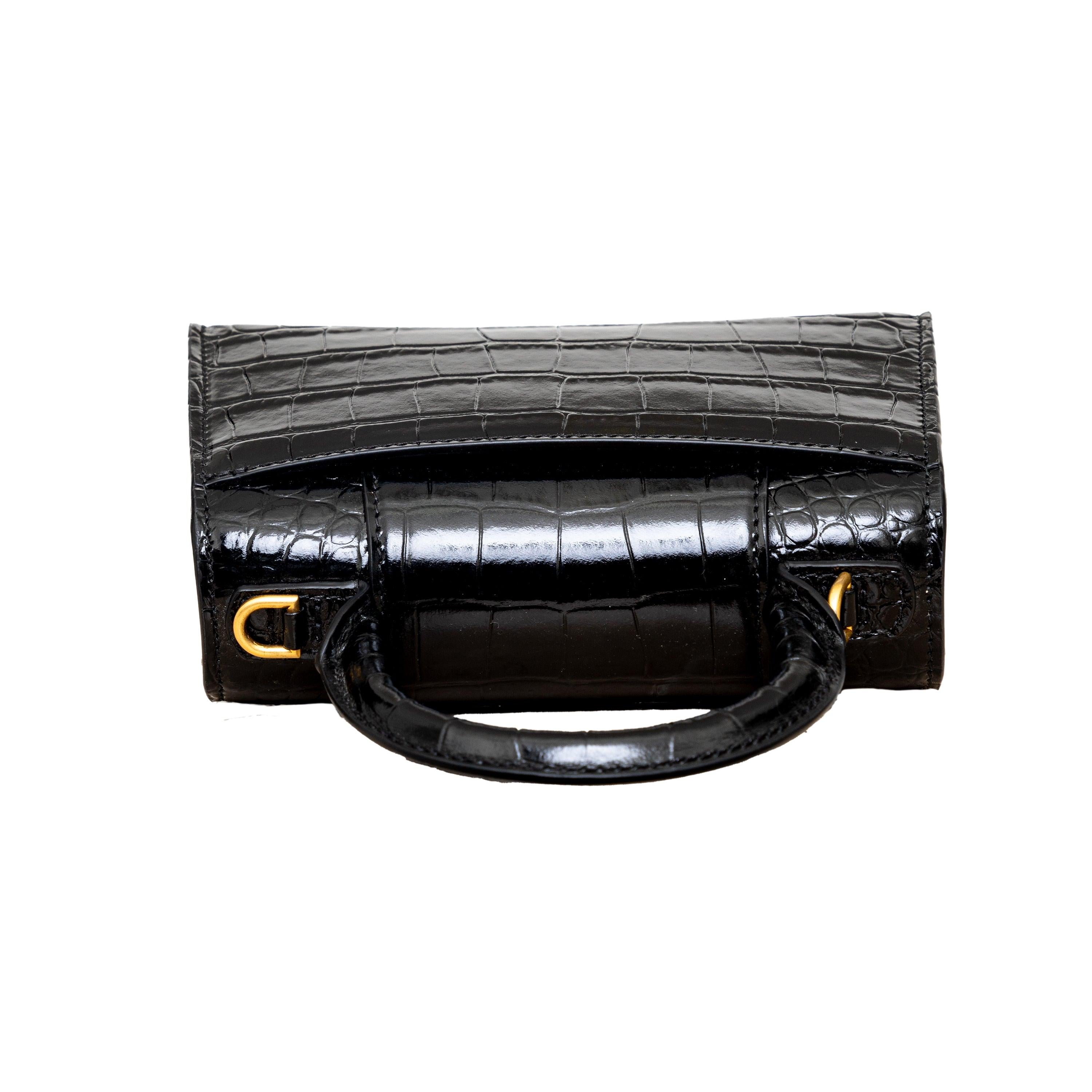 Balenciaga Crocodile Embossed Hourglass XS Bag - '20s For Sale 2