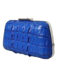 Balenciaga Clutch aus Krokodilleder – Blau