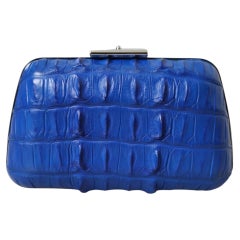 Balenciaga Clutch aus Krokodilleder – Blau
