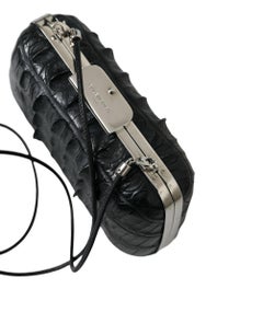 Balenciaga Crocodile Leather Shoulder Bag — Black