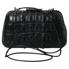 Balenciaga Crocodile Leather Shoulder Bag — Black