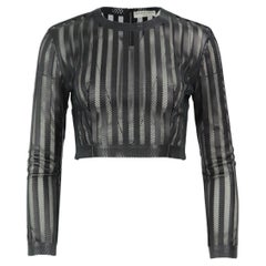 Balenciaga Cropped Mesh And Leather Top Fr 38 Uk 10