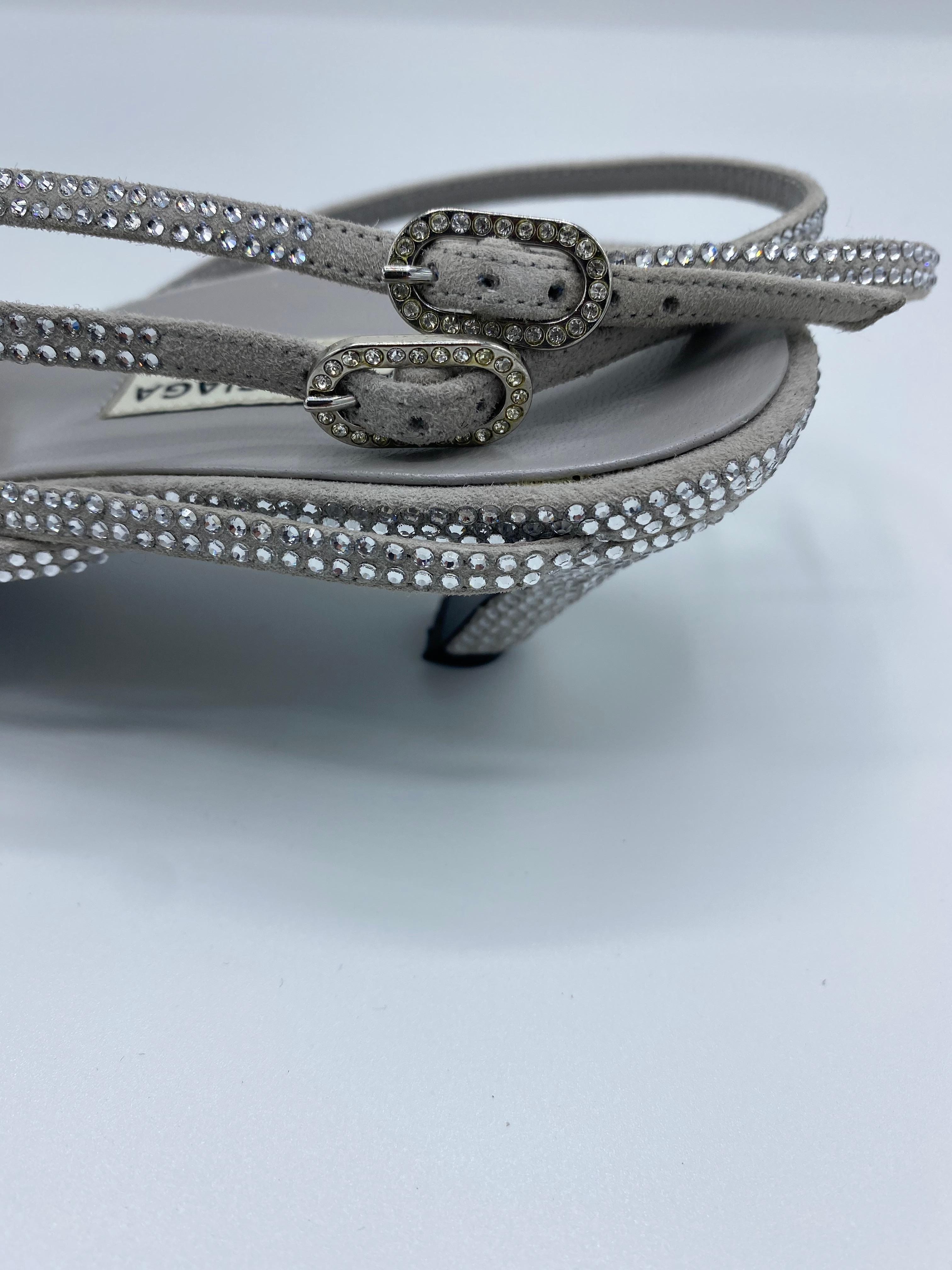 Balenciaga Crystal Embellished Grey Suede Strappy Heels Sandals Size 39  3