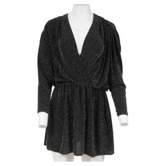 Balenciaga Crystal Wrap Mini Dress Size 38 Black Silver Sequin Ruffle Pleated Balenciaga Crystal Wrap Mini Dress Size 38 Black Silver Sequin Ruffle Pleated