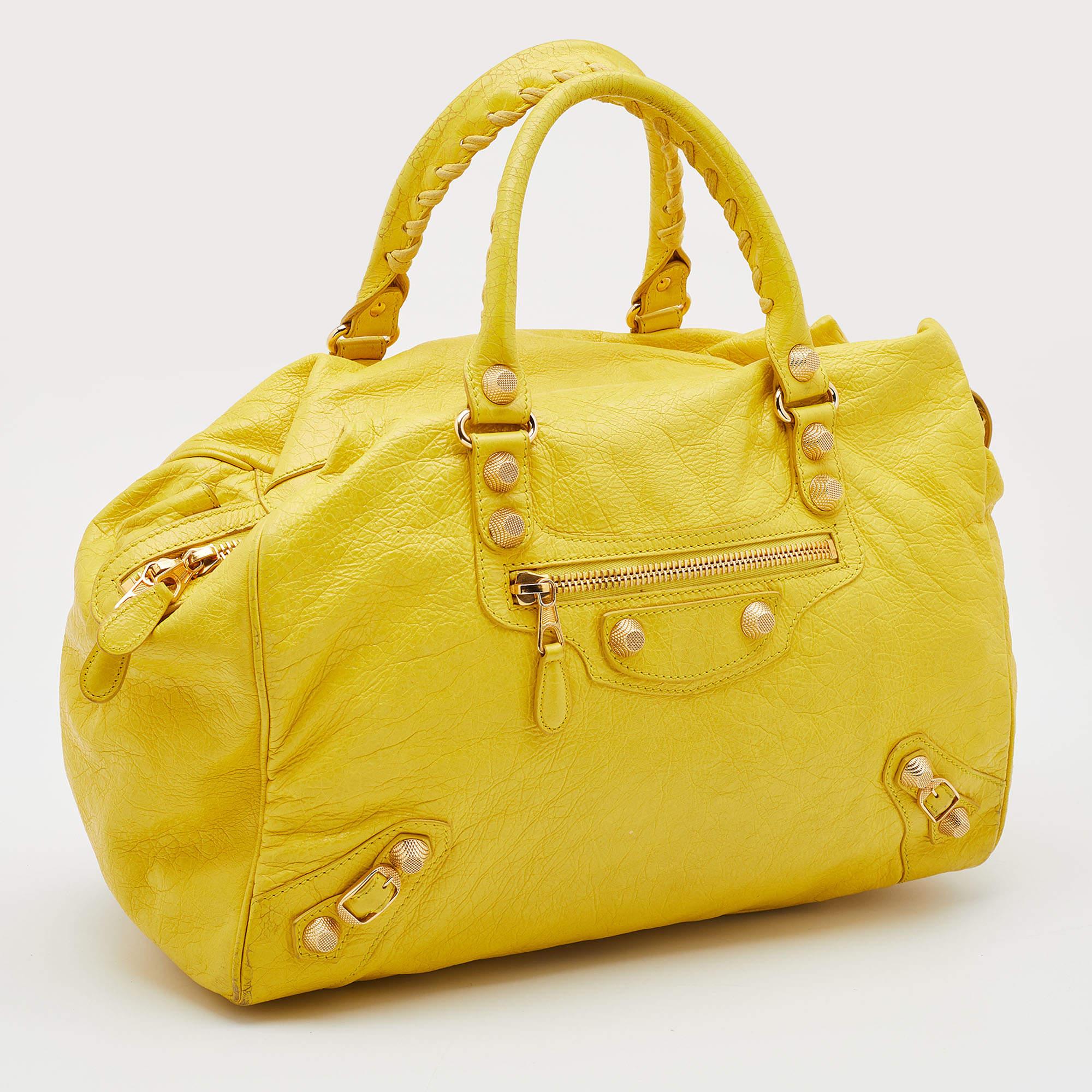 Balenciaga Curry Leather GGH Midday Tote For Sale at 1stDibs