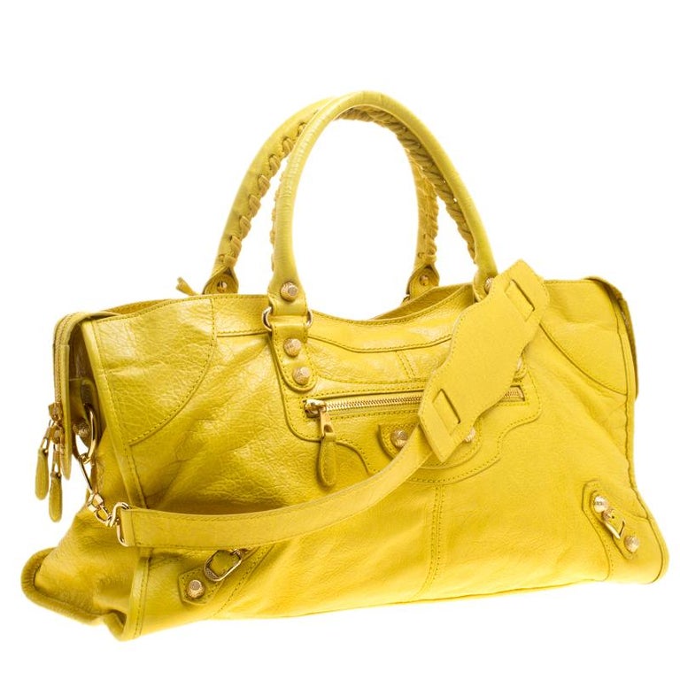 Balenciaga Curry Leather Giant 12 Gold Hardware Part Time Tote For Sale ...