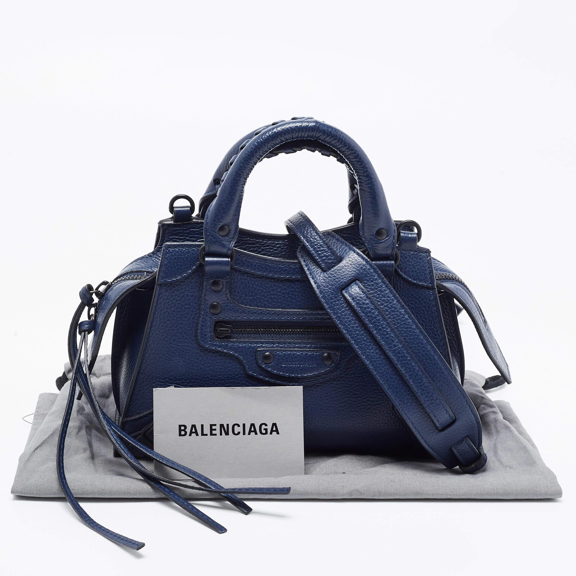 Balenciaga Dark Blue Leather Mini Neo Classic City Tote For Sale 8
