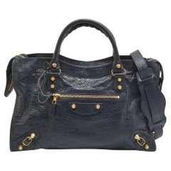 Balenciaga Tote City RGH in pelle blu scuro