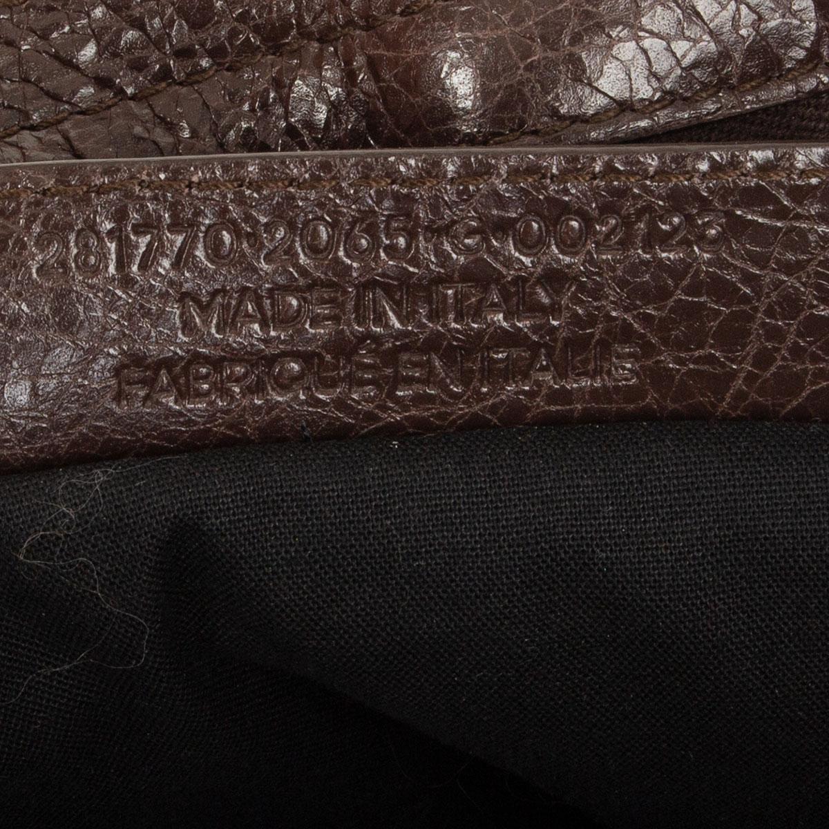 Black BALENCIAGA dark brown distressed leather GIANT 12 CITY Shoulder Bag