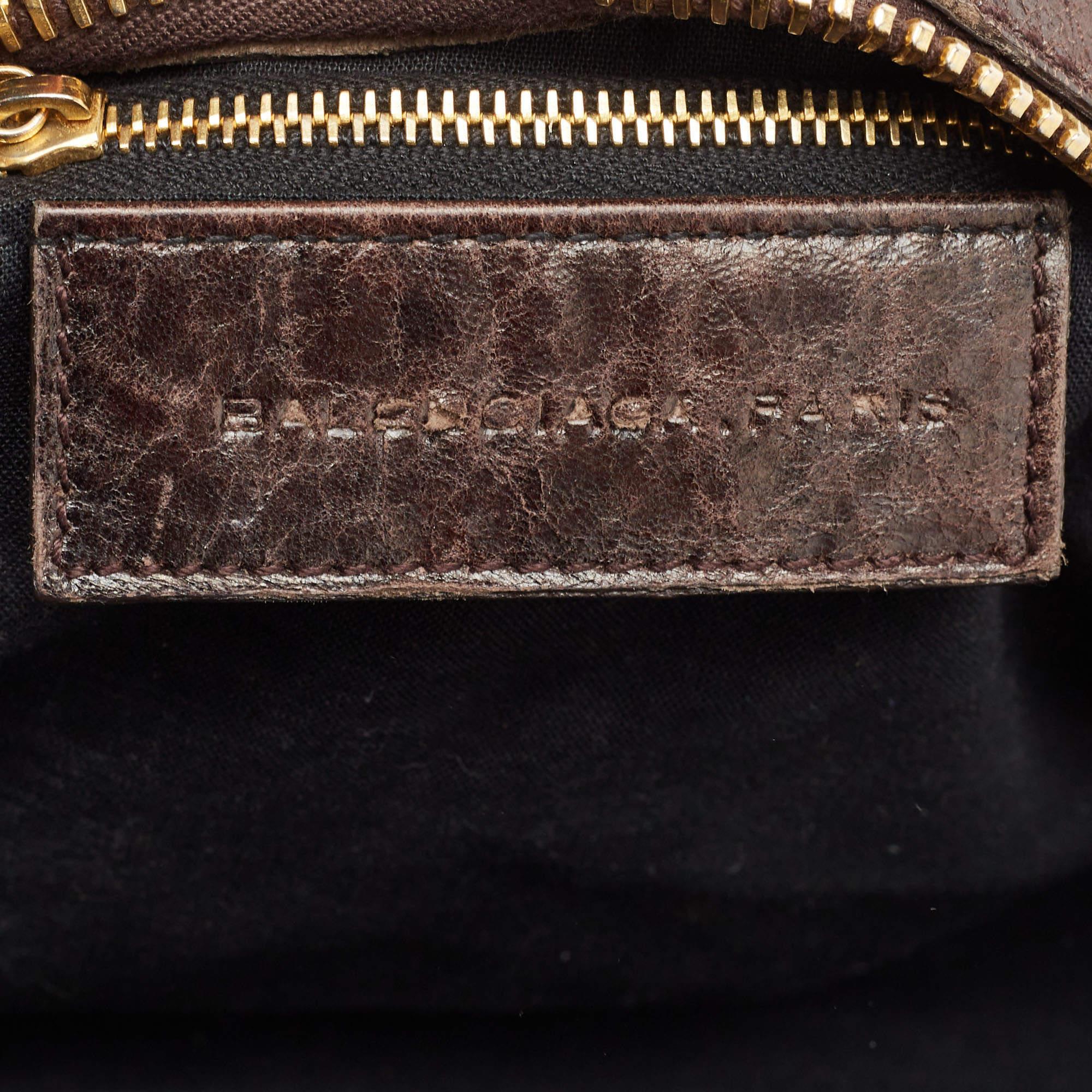 Balenciaga Dark Brown Leather GGH Part Time Bag For Sale 10