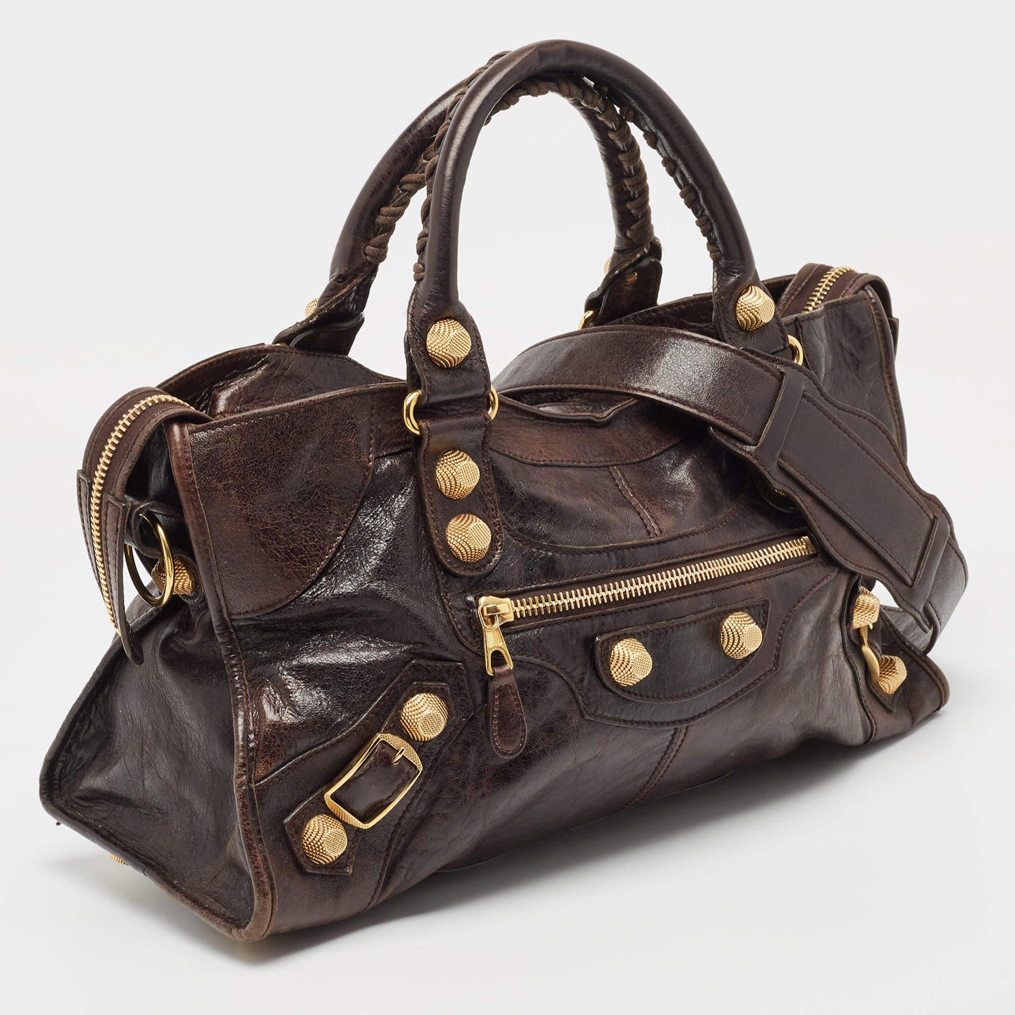 Women's Balenciaga Dark Brown Leather GGH Part Time Bag