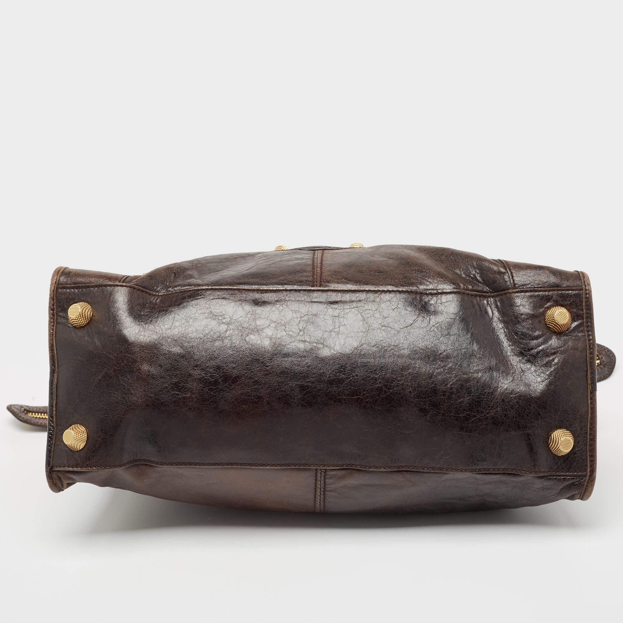 Balenciaga Dark Brown Leather GGH Part Time Bag For Sale 1