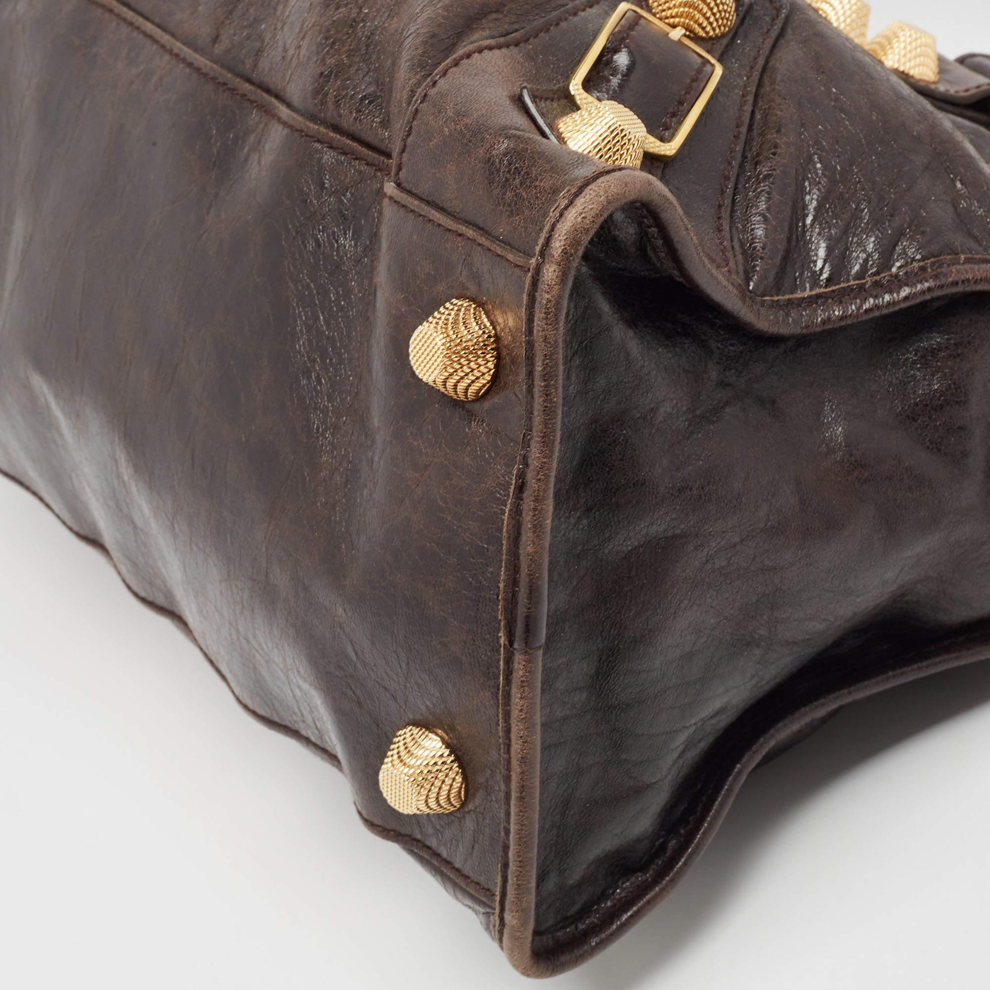 Balenciaga Dark Brown Leather GGH Part Time Bag For Sale 2