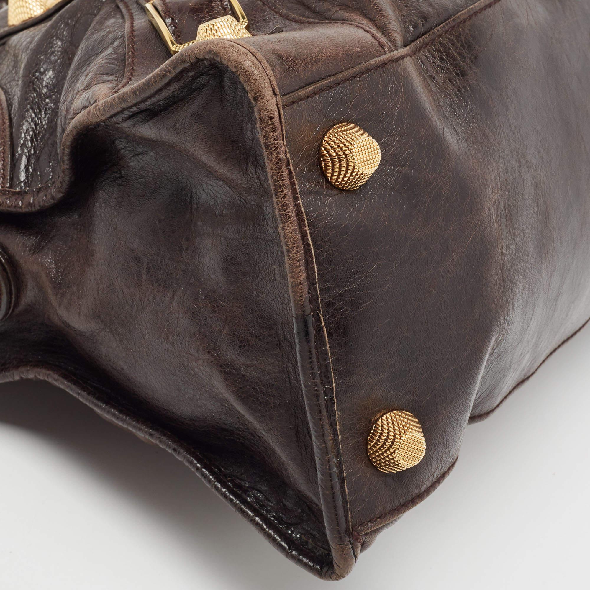 Balenciaga Dark Brown Leather GGH Part Time Bag For Sale 3