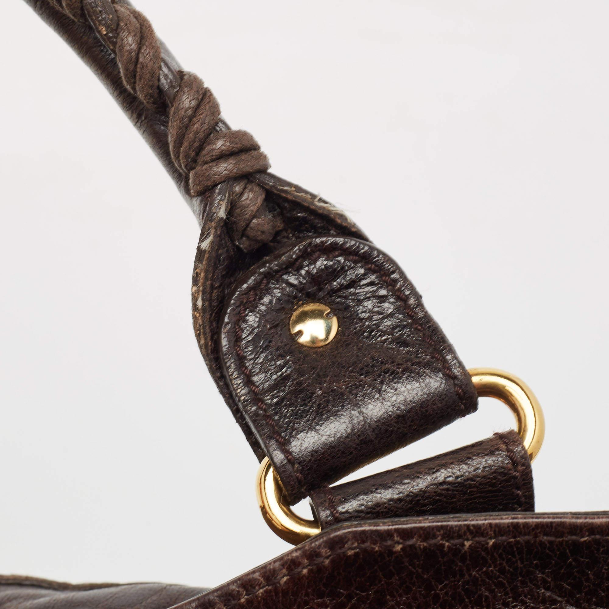 Balenciaga Dark Brown Leather GGH Part Time Bag For Sale 5
