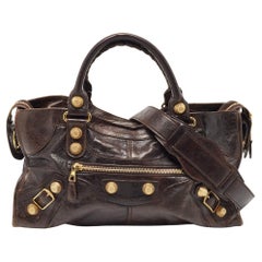 Balenciaga - Sac en cuir GGH Brown foncé - Part One