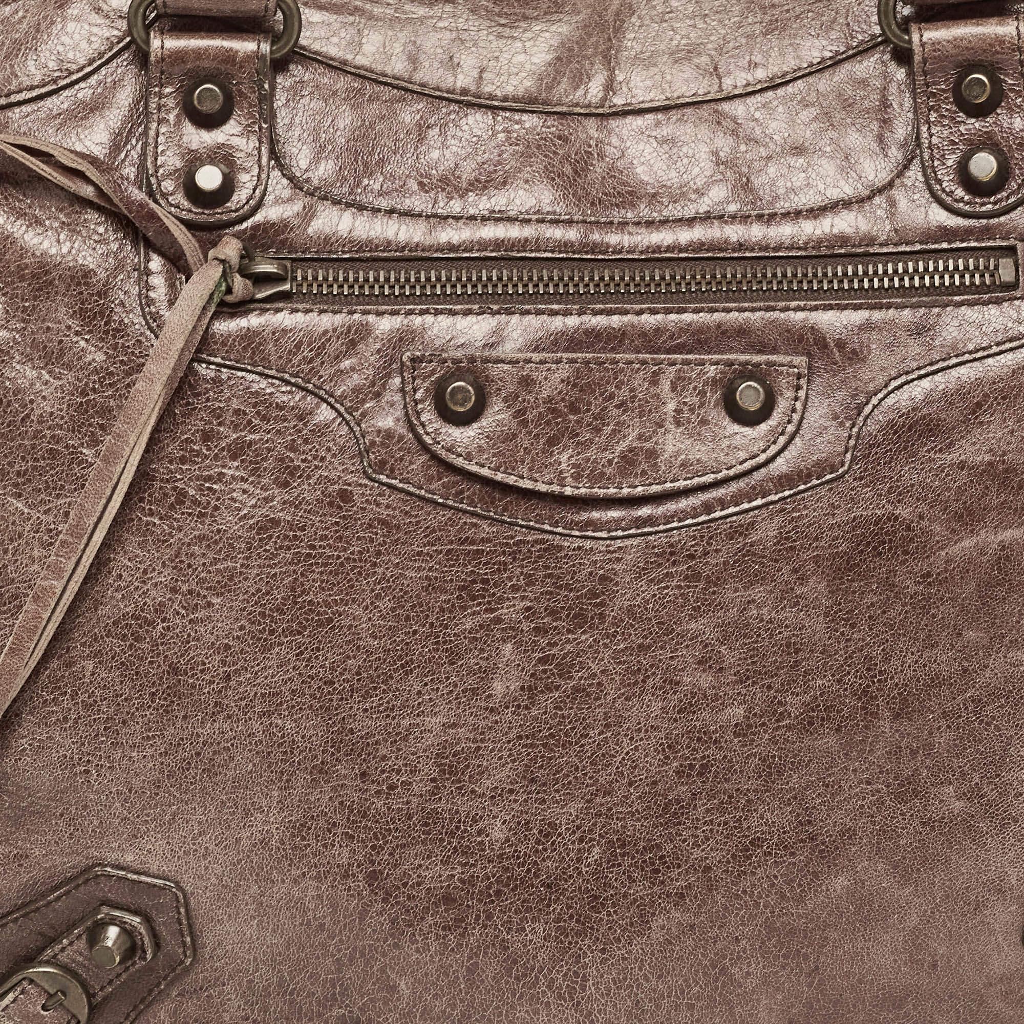 Balenciaga Dark Brown Leather Mid Afternoon Tote In Fair Condition In Dubai, Al Qouz 2