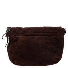 Balenciaga Dark Brown Suede RH Folk Messenger Bag