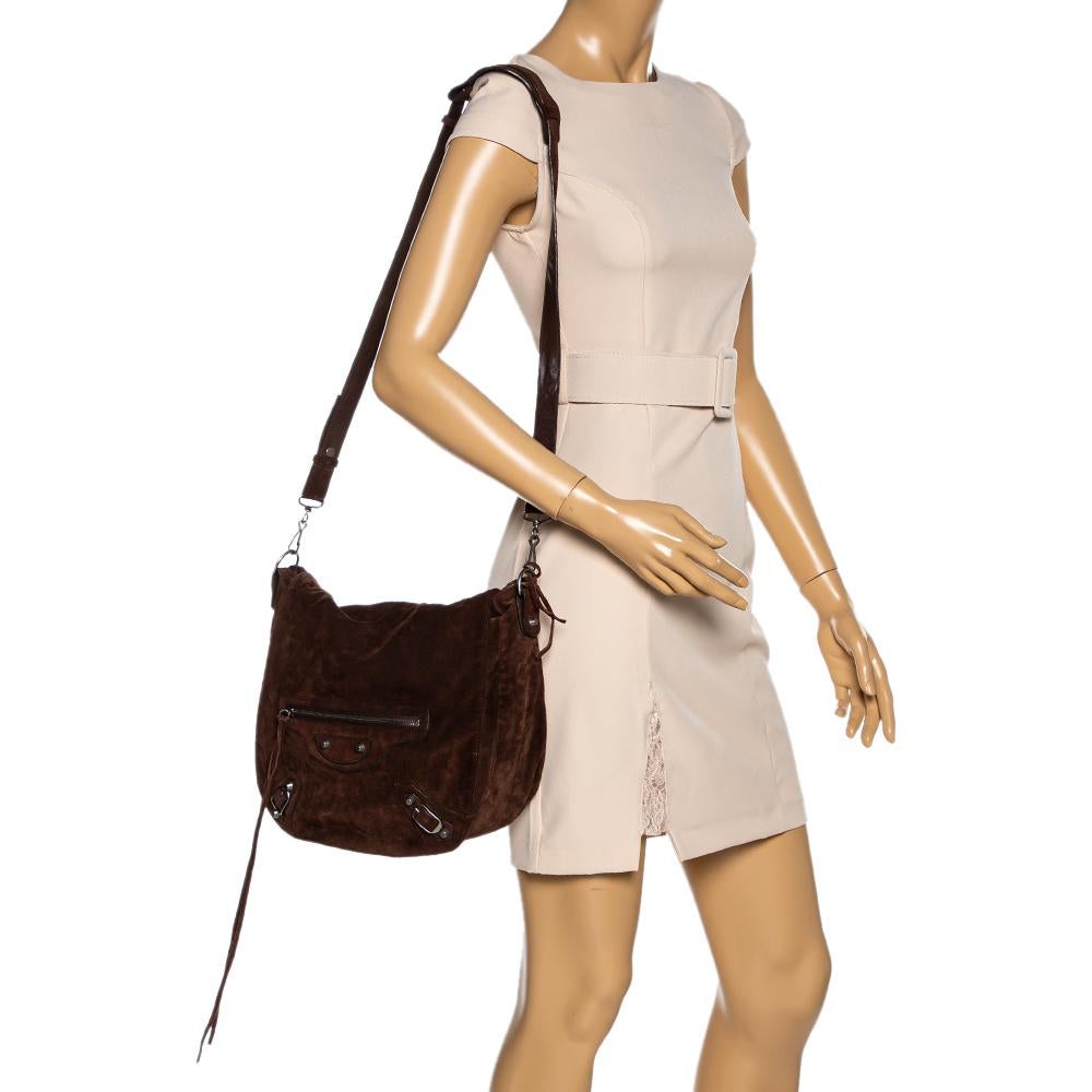 Balenciaga Classic Mini City Suede Shoulder Bag in Brown  Lyst