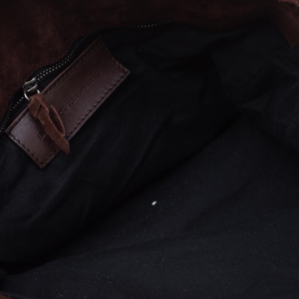 Women's Balenciaga Dark Brown Suede RH Folk Messenger Bag
