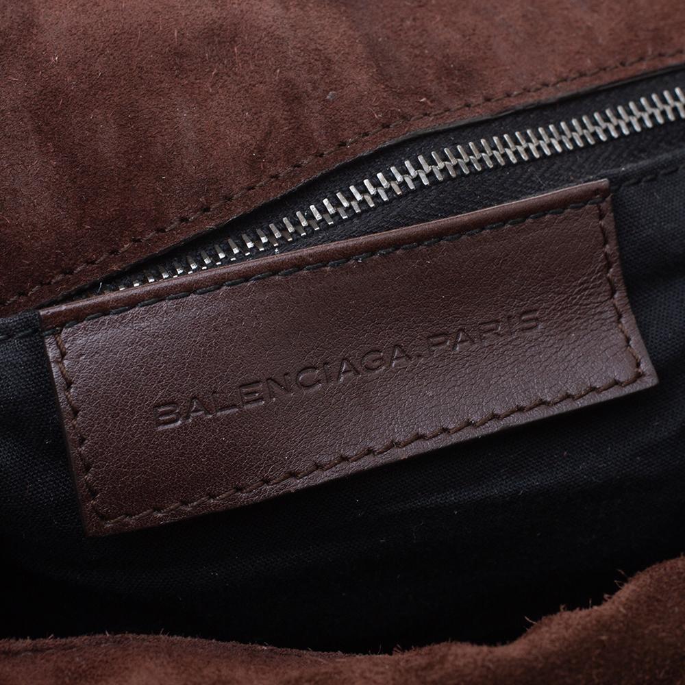Balenciaga Dark Brown Suede RH Folk Messenger Bag 1