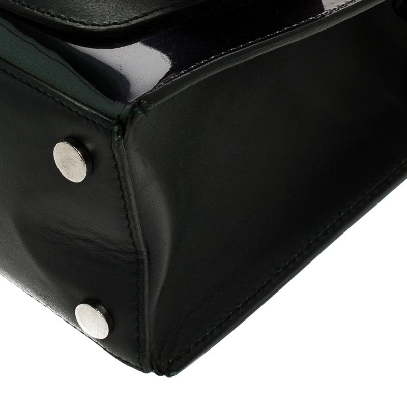 Balenciaga Dark Green Iridescent Patent Leather Mini Padlock All Afternoon Tote 1