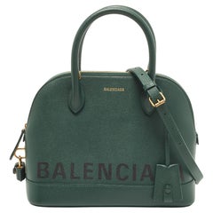 Balenciaga Dark Green Leather Small Ville Satchel