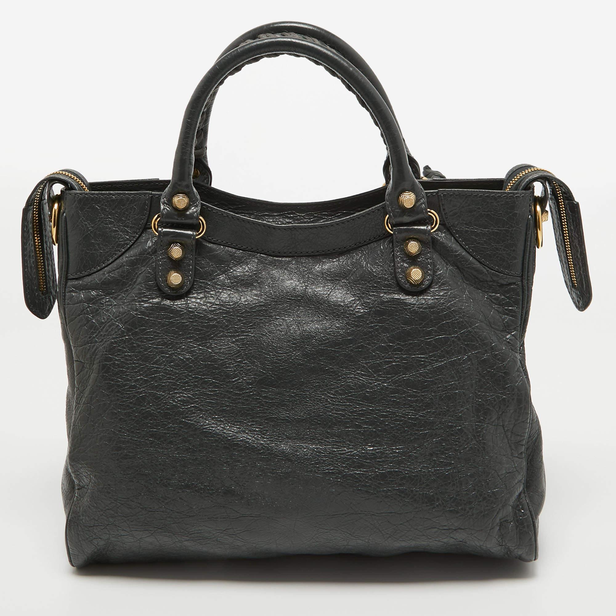 Balenciaga Dark Grey Leather GH Velo Bag In Good Condition In Dubai, Al Qouz 2