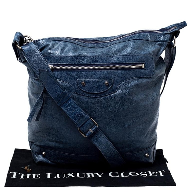 Balenciaga Dark Night Leather RH Classic Day Messenger Bag at 1stDibs