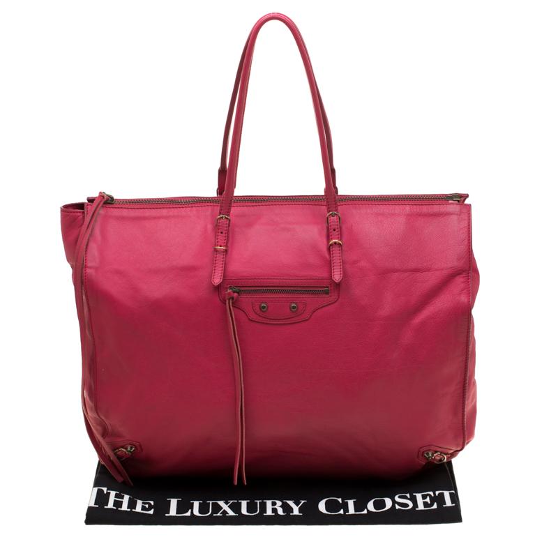 Balenciaga Dark Pink Leather Papier A4 Tote 8