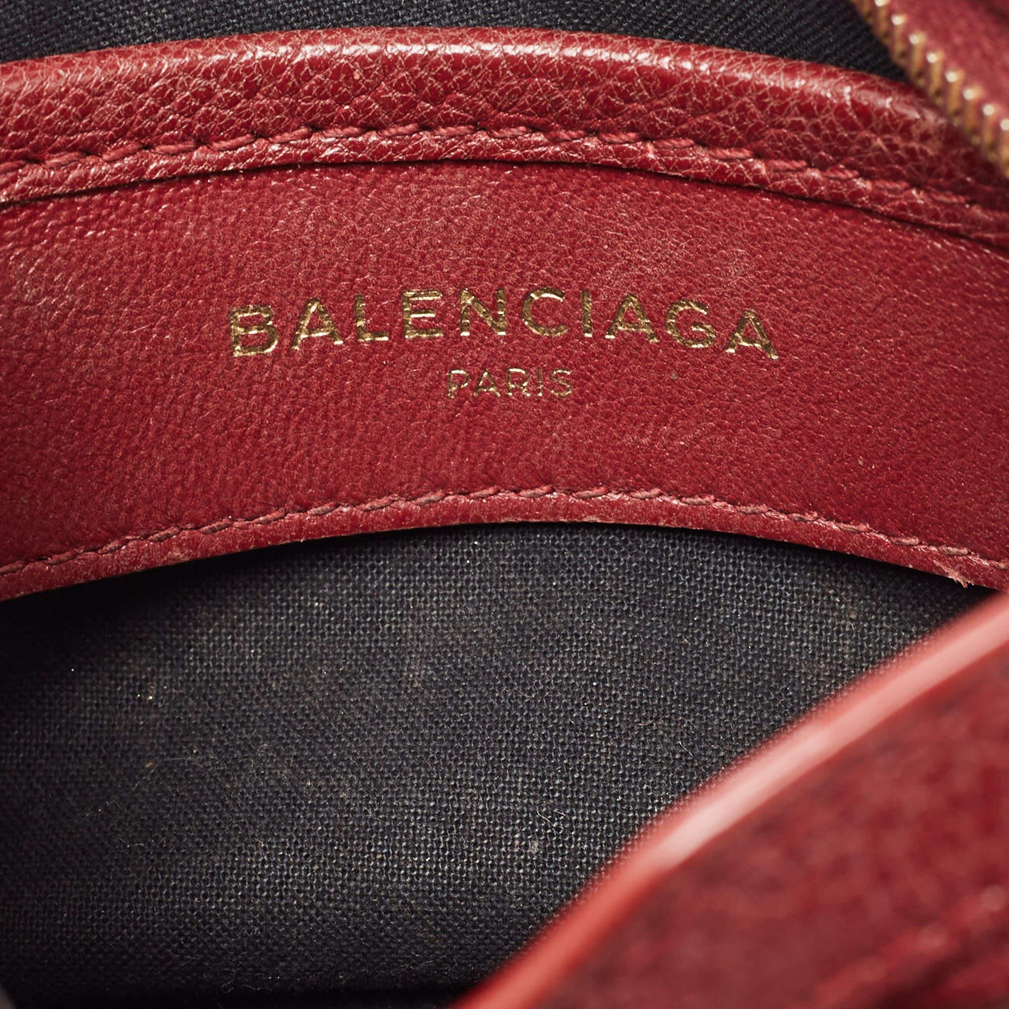 Balenciaga Dark Red Leather Nano Classic Metallic Edge City Crossbody Bag 2