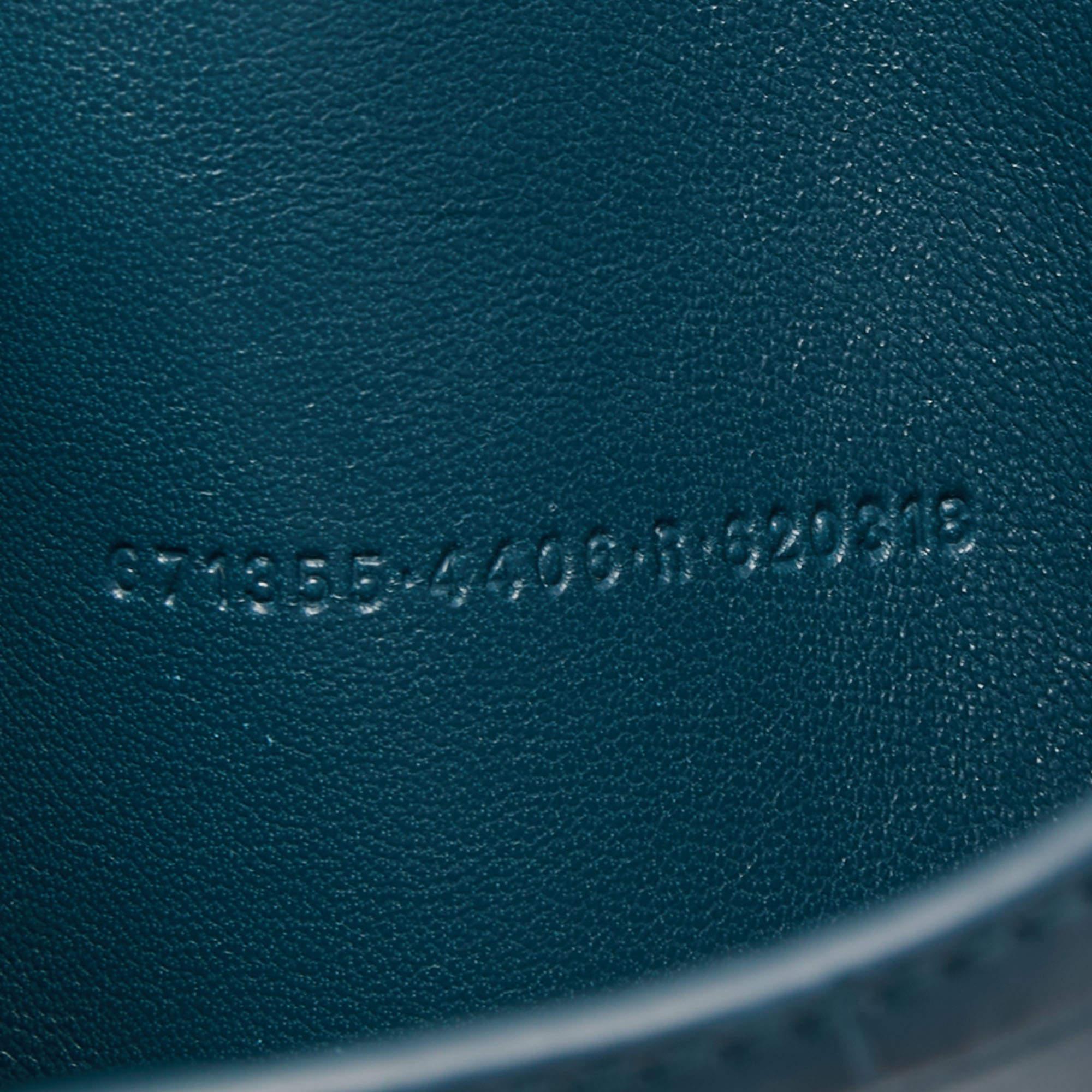 Balenciaga Dark Teal Blue Croc Embossed Leather XS Downtown Shoulder Bag 6