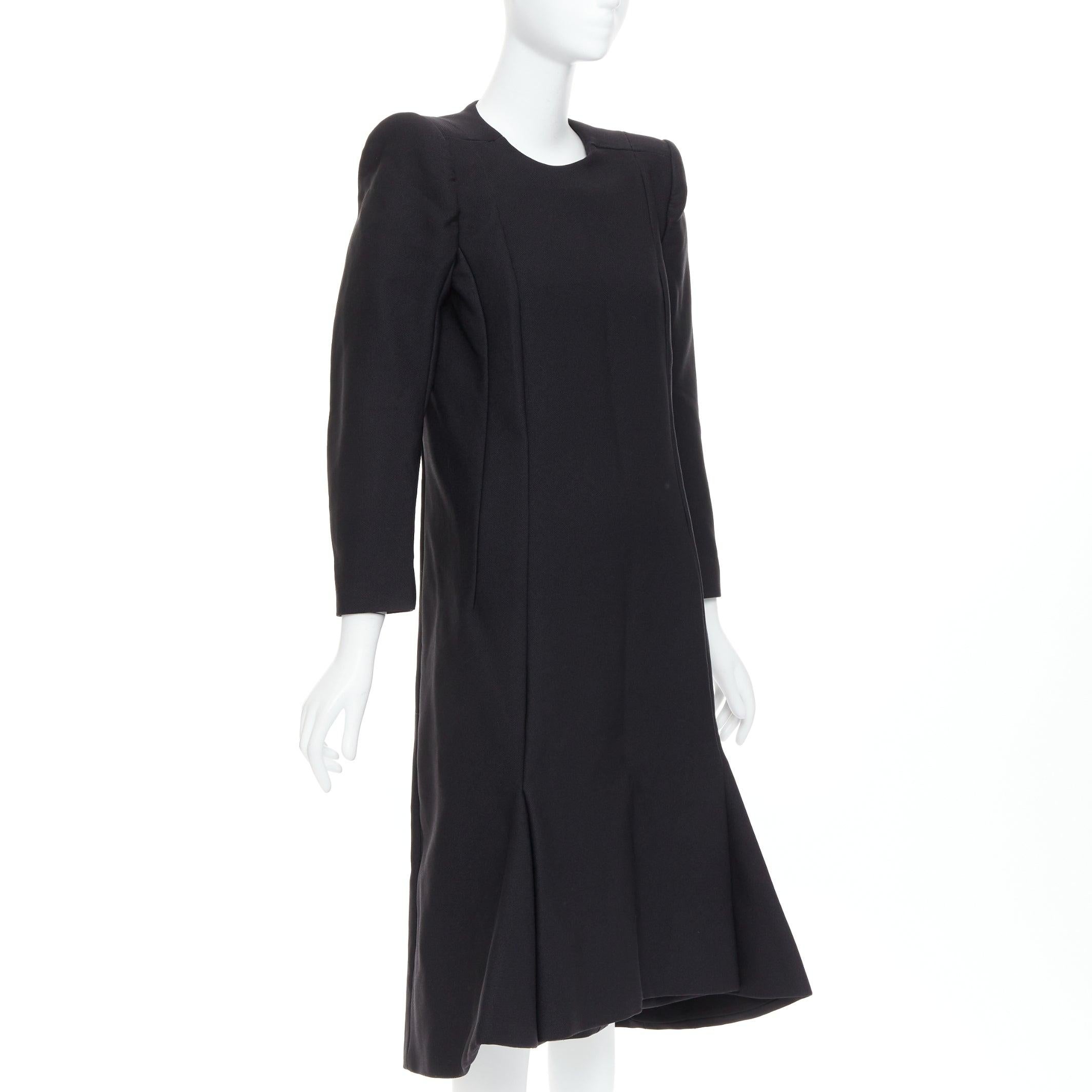 Black BALENCIAGA Demna 2016 black padded structural midi dress FR40 L For Sale