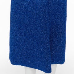 BALENCIAGA Demna 2016 blue metallic tinsel high waist high low midi skirt FR36 S