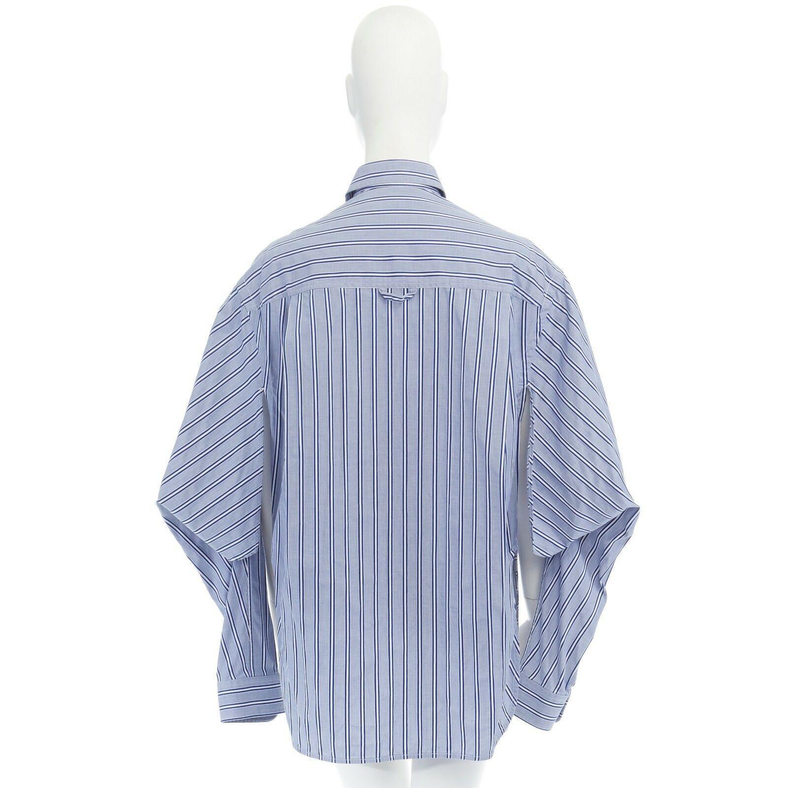 BALENCIAGA DEMNA 2016 blue striped off shoulder underarm cut out shirt FR38 M In Excellent Condition In Hong Kong, NT