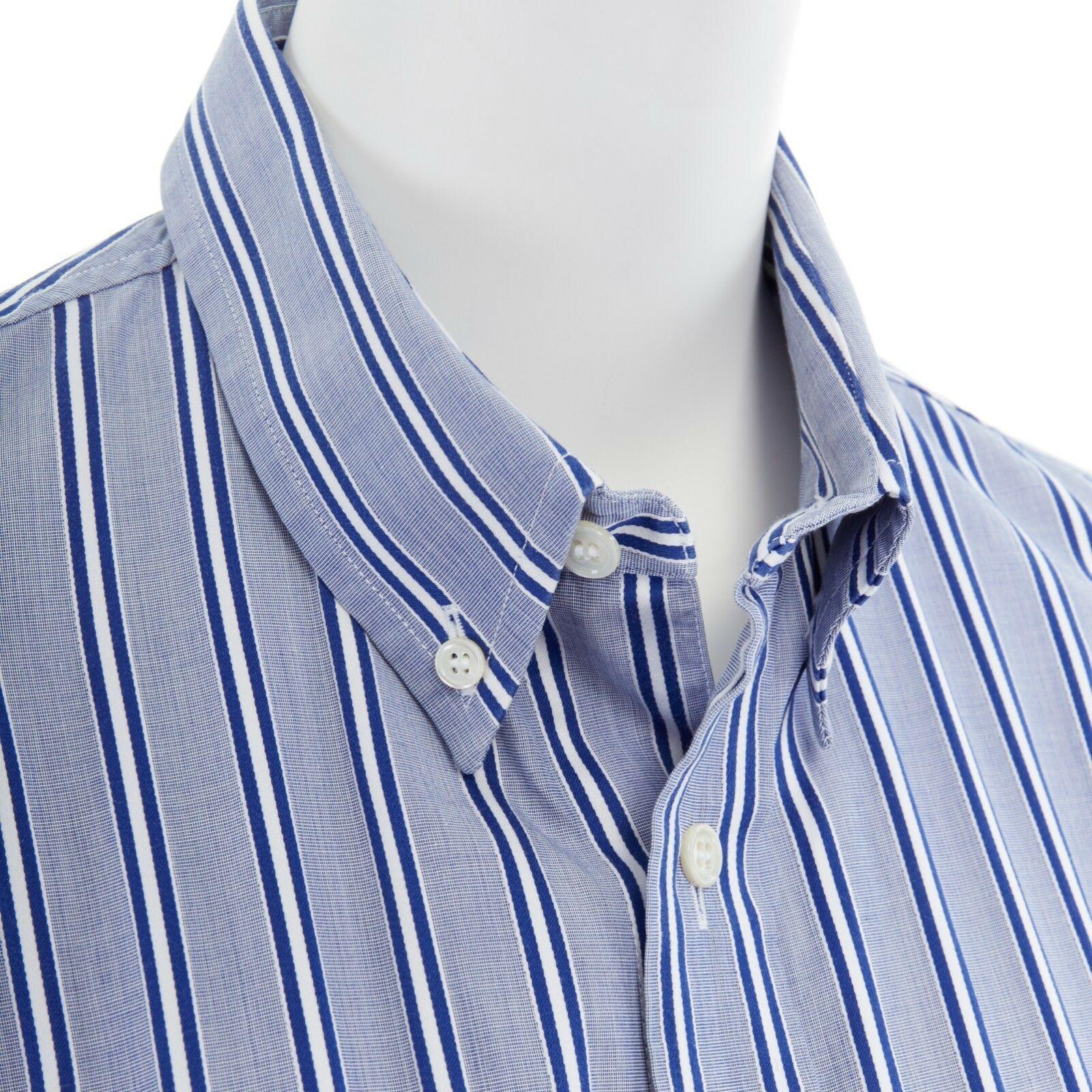 BALENCIAGA DEMNA 2016 blue striped off shoulder underarm cut out shirt FR38 M 1