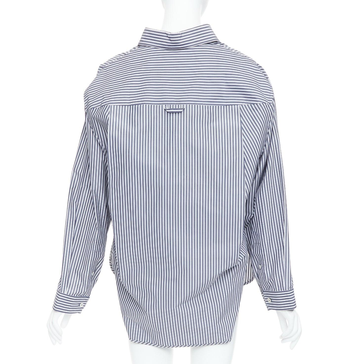 Donna Balenciaga Demna 2016 camicia a righe 3D grigio crema FR34 XS in vendita