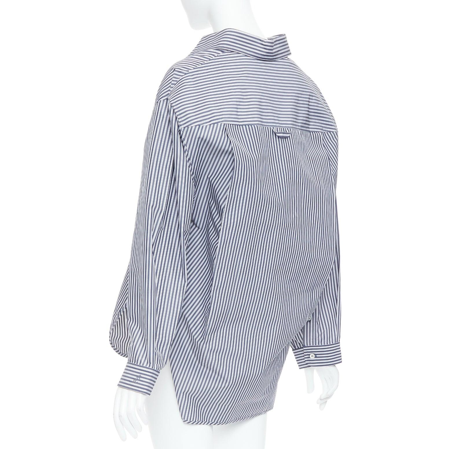 Balenciaga Demna 2016 camicia a righe 3D grigio crema FR34 XS in vendita 1