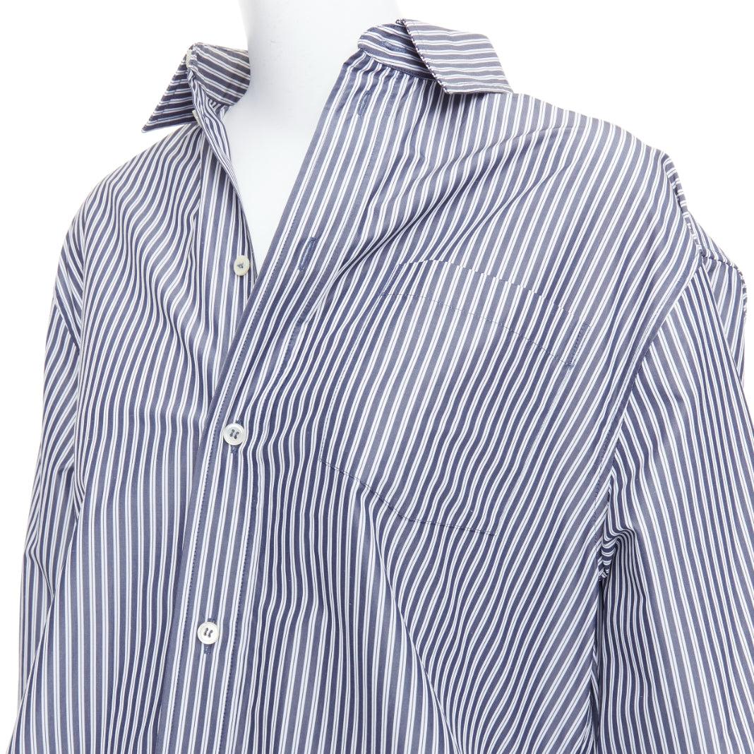 Balenciaga Demna 2016 camicia a righe 3D grigio crema FR34 XS in vendita 2