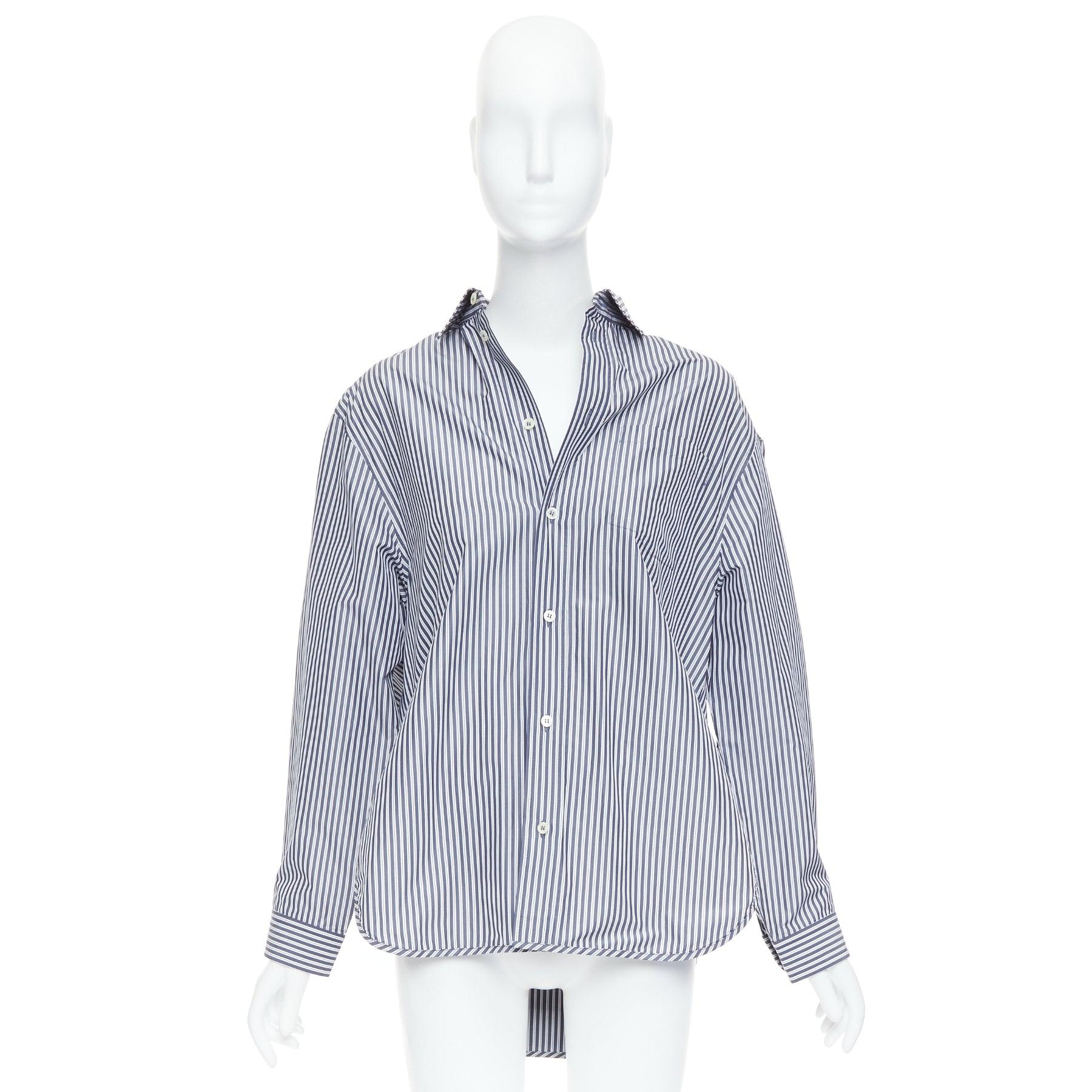 Balenciaga Demna 2016 camicia a righe 3D grigio crema FR34 XS in vendita 4