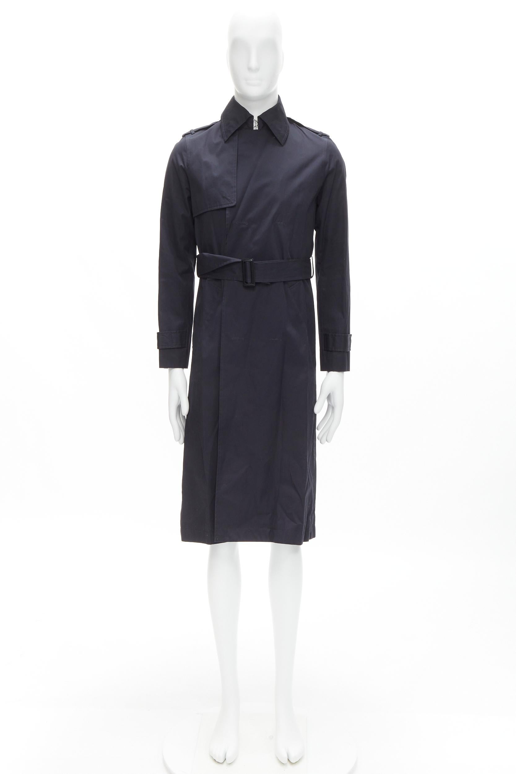 BALENCIAGA DEMNA - Trench-coat en coton bleu marine à boutons fermés et ceinture FR46 S, 2016 6