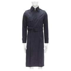 BALENCIAGA DEMNA 2016 navy cotton closed button holes belted trench coat FR46 S