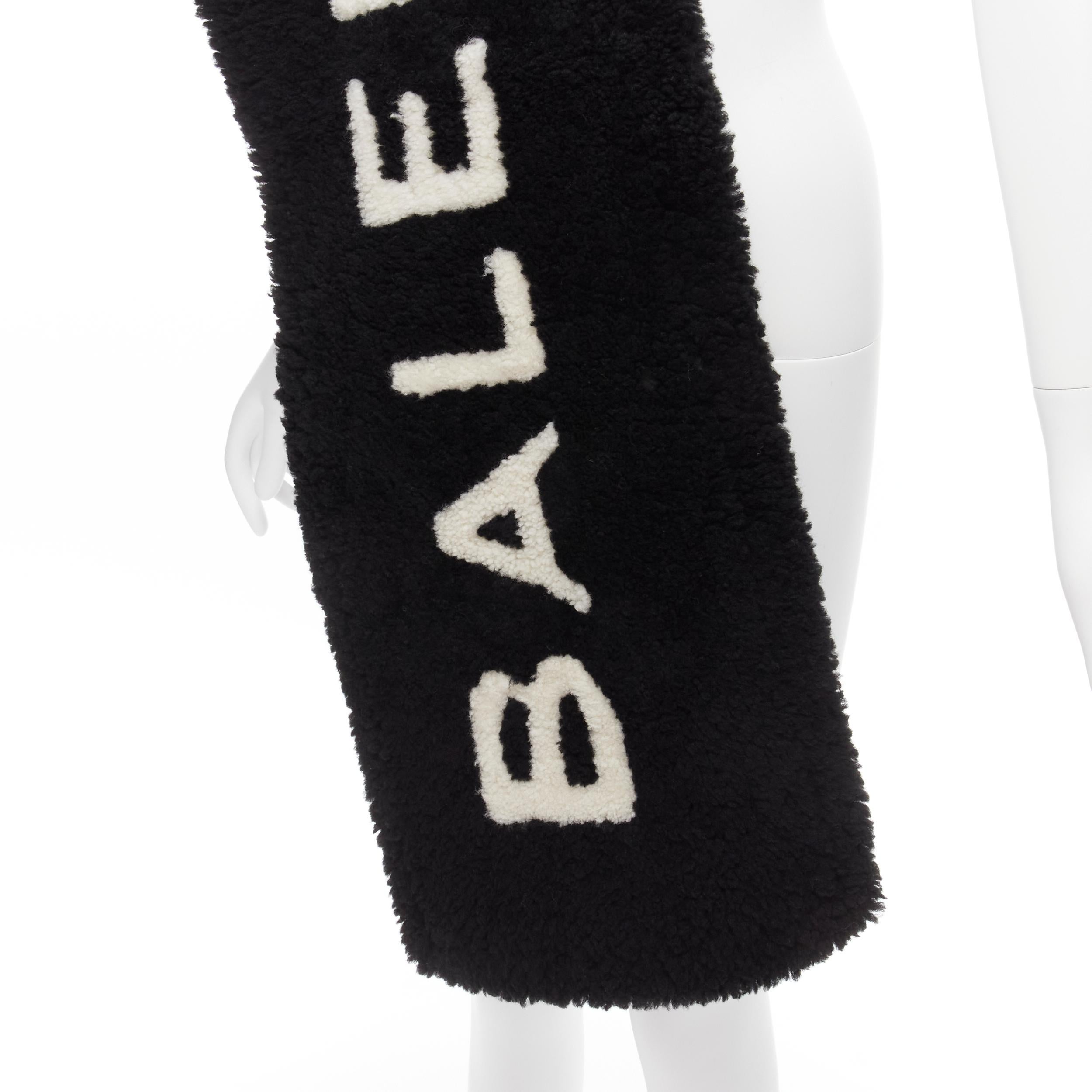 BALENCIAGA Demna 2016 Runway iconic white d logo lambskin shearling fur scarf 3
