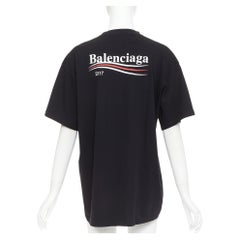 BALENCIAGA Demna 2017 black Polical Campaign logo crew neck oversized tshirt S