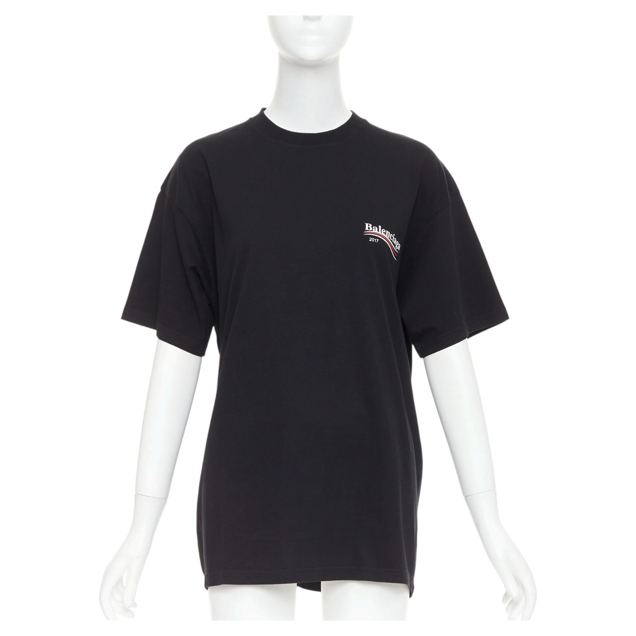 BALENCIAGA Demna 2017 black Polical Campaign logo crew neck oversized tshirt S For Sale