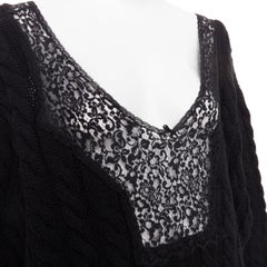 BALENCIAGA DEMNA 2017 laine vierge coton dentelle pull plunge oversize FR36 S